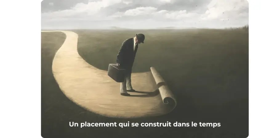UN HOMME DÉROULE UN PARTERRE QUI S'ÉCLAIRCIT